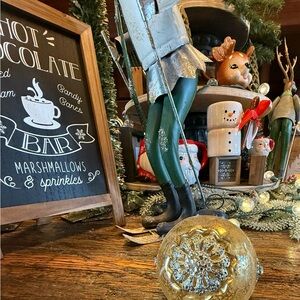 Pottery Barn Ball Ornament Glass Champagne Jeweled Kugel Style Retired